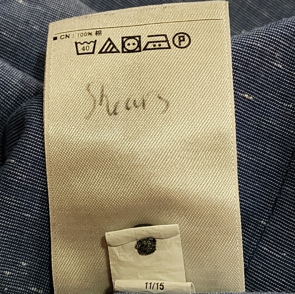 Banana Republic Grant Fit Blue Speckled Cotton Shirt Size L Long Sleeve - Picture 7 of 8